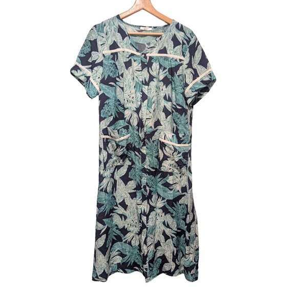 Ekouaer Womens Dress Small Floral Snap Front Midi House Dress Lounge Sleepwear - Picture 1 of 6